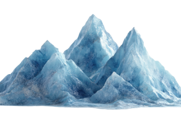 Ice mountain range, blue hues, faceted textures