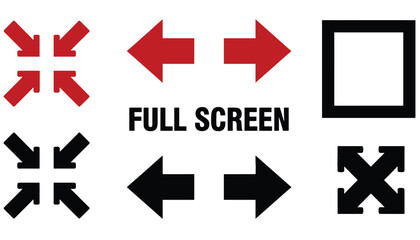 Obraz premium A set of black icons for full screen and navigation on transparent background