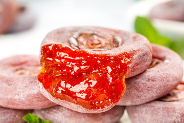 Heart-Shaped Persimmon Cake with Red Jam Filling, Guangxi Specialty