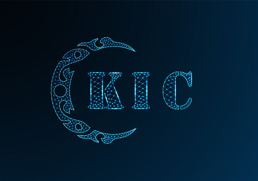 Low poly letter logo KIC design. KIC letter logo low poly vector design on blue color gradient background. KIC logo low poly design