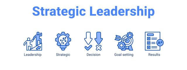 Strategic Leadership web banner icon vector illustration concept for business with icon of Leadership, Strategic, Decision, Goal.