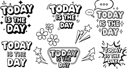 A motivational phrase with various illustrations on transparent background