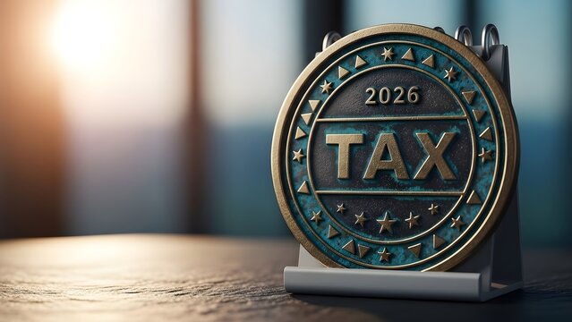 Tax season 2025 coin on a desk