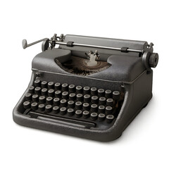 Vintage typewriter isolated on transparent background