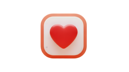 Red heart icon isolated on transparent background