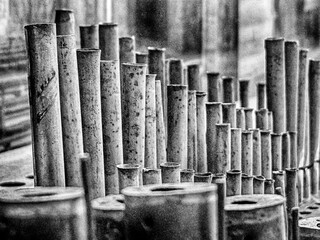 Array of Organ Pipes In Salamanca In Black And White