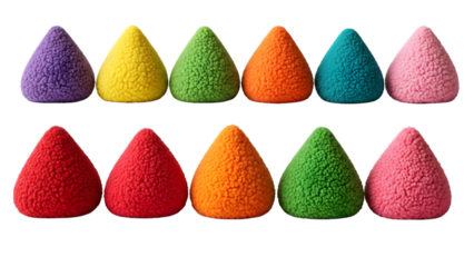 Vibrant colorful cones isolated on transparent background