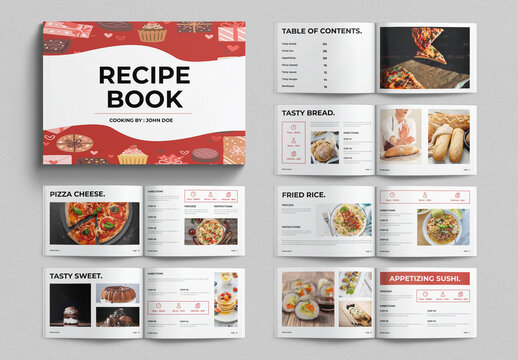 Recipe Book Template Design Landscape Layout