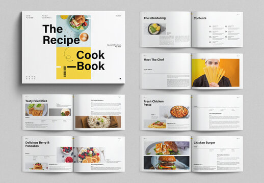 Recipe Book Template Design Layout Landscape