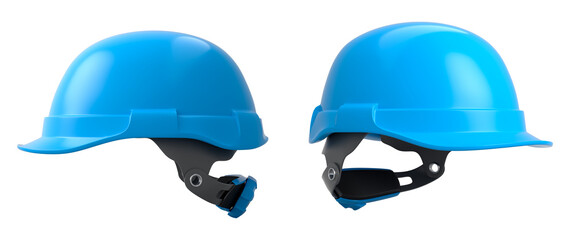 Set of construction safety helmets isolated on white transparent background, symbolizing safety and industry standards