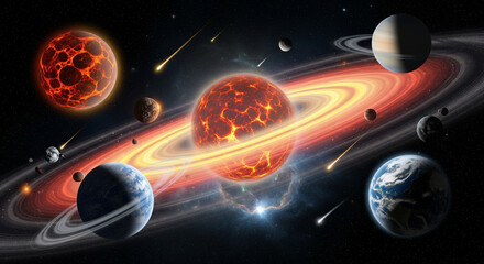 solar system in the space