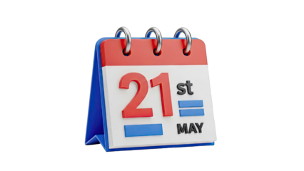 3D Calendar Page Showing May 21st