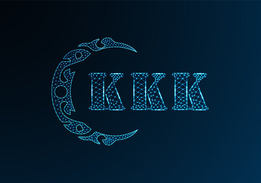 Low poly letter logo KKK design. KKK letter logo low poly vector design on blue color gradient background. KKK logo low poly design