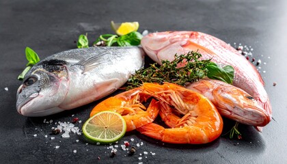 Artistic Editorial Seafood Composition with Abstract Arrangement