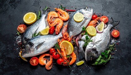 Artistic Editorial Seafood Composition with Abstract Arrangement