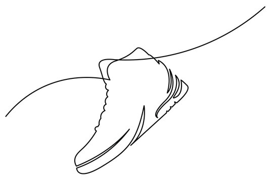 Abstract single line art modern illustration of a high top basketball sneaker