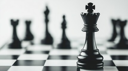 Black king chess piece, strategic position