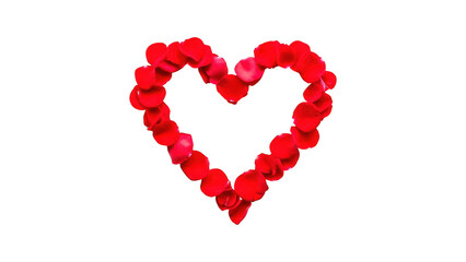 Red heart shape made of roses isolated on transparent background for love