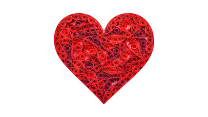 Red heart shape with intricate patterns isolated on transparent background