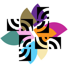 Color logo design nature  concept, flower petals, rainbow colors 