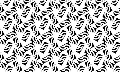 Abstract  mosaic pattern with wavy lines and geometric shapes,white and black.