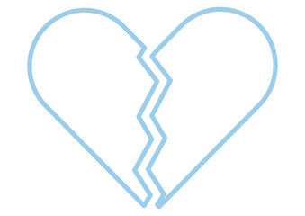 心の傷や悲しみ・失恋や破局をイメージした中央で二つに割れたハート・ブロークンハートアイコン