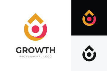 Modern Growth Business Logo Icon Design. Human Figure Combined With Up Arrow And Circular Shape Symbol For Professional Company And Startup Logo Branding