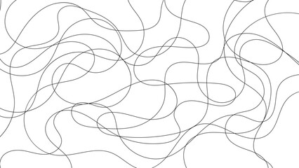 Abstract black squiggles doodle pattern on white background hand drawn curly lines swirls chaotic scribble seamless texture minimalist overlay