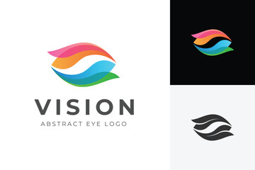 Abstract Vision Eye Wave Logo. Overlapping Colorful Swash Eye Concept for Creative Studio, Photography, Optometry, and Modern Business Branding Identity Logo.