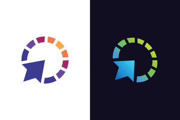 Digital Cursor Arrow Progress Logo. Arrow Pointer Combined with Circular Dial Concept for Tech Startup, Web Development, and Growing Identity Logo.