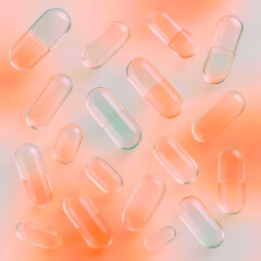 Blue and Pink Pharmaceutical Pills Abstract Concept 3D