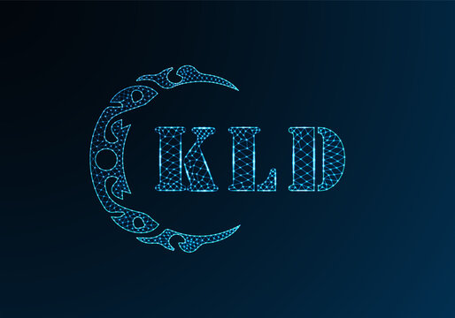 Low poly letter logo KLD design. KLD letter logo low poly vector design on blue color gradient background. KLD logo low poly design