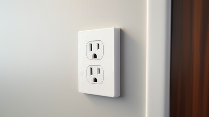 Modern electrical outlet on a gray wall.