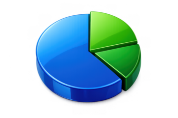 3d pie chart presenting statistical data, marketing insights, and financial reports, isolated on a transparent background