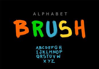 Vector of stylized basic alphabet and font brush