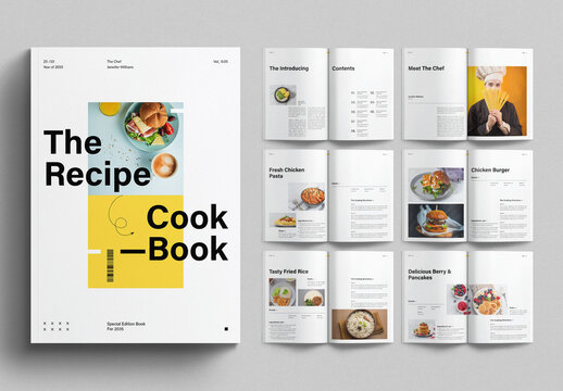 Recipe Book Template Cookbook Design Layout