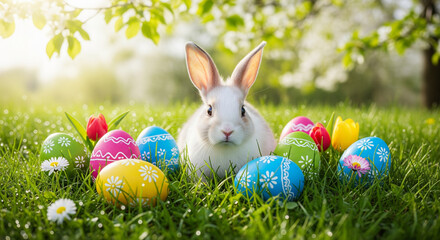 easter bunny and easter eggs