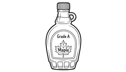 A black and white illustration of a Grade A maple syrup bottle silhouette