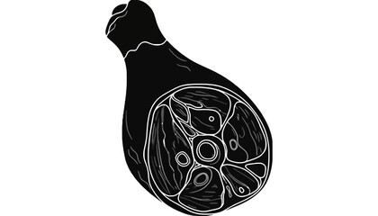 A butcher's illustration of raw and cooked meat side by side in silhouette