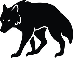 A low head wolf stalking illustrated in grayscale with cmyk color model