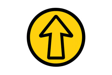 Yellow circular arrow pointing upwards, symbolizing direction, growth, and progress. Element for navigation, success, or future concepts