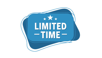 A blue limited time offer badge with white text and stars silhouette
