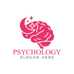 Psychology logo with brain and stars symbolizing mental health