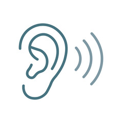 Sound waves and ear. Hearing protection, voice and speech recognition. Hearing accessibility. Pixel perfect, vector icon.	