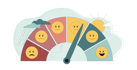 Emotional scale. Overcoming depression. Stress concept. Emotional overload. Stress levels are reduced through problem-solving. Vector..eps