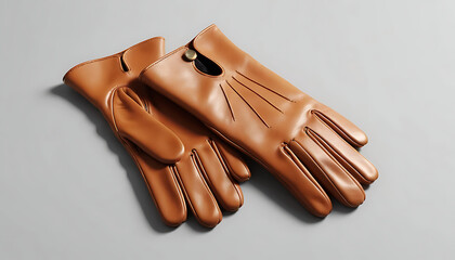 Elegant Men's Tan Leather Driving Gloves with Button Detail