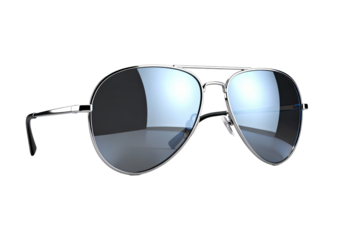 Aviator Style Sunglasses with Silver Frame and Blue Lenses