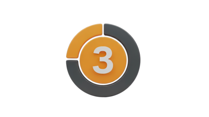 3D rendered number 3 in a circular graphic