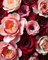 Maximalist Pink Red Floral Wallpaper Botanical Pattern Bold Blooms Aesthetic Saturated