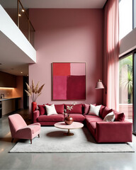 Pink Interior Design Modern Architecture Bold Color Aesthetic Space Contemporary Minimal